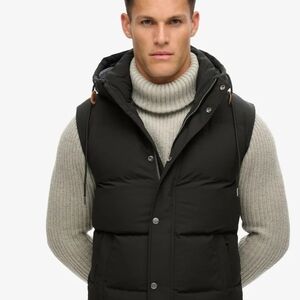 Superdry Men's Everest Black Puffer Vest - Size Large